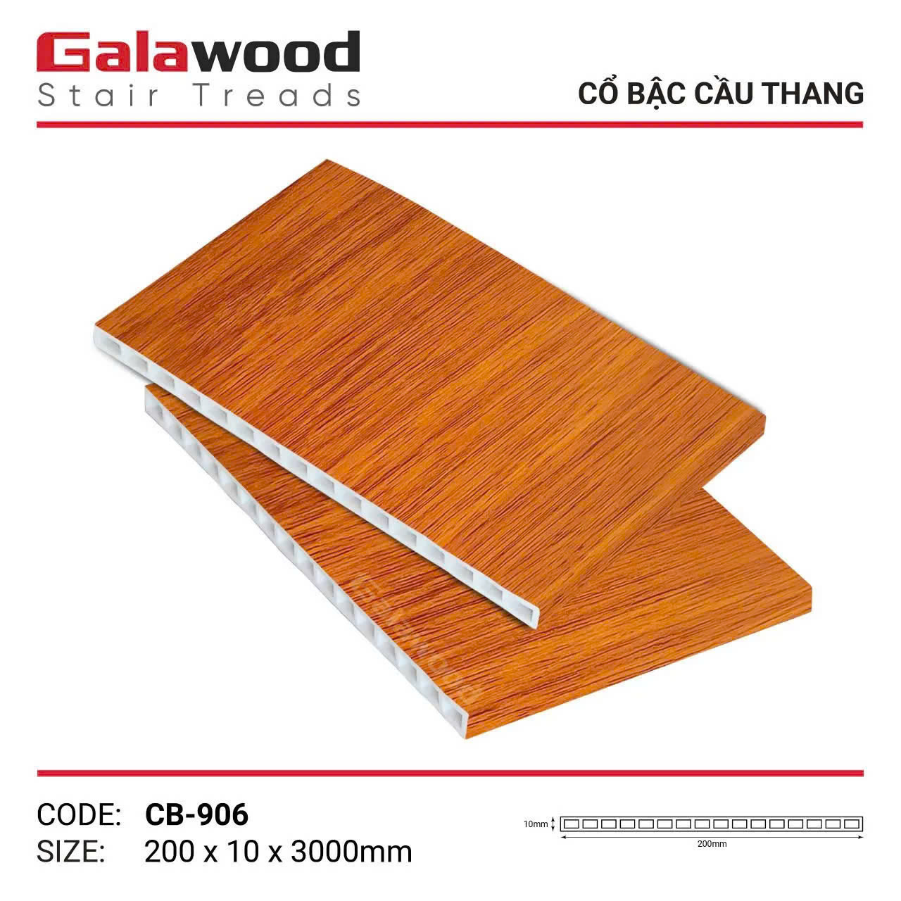 Cổ Bậc Cầu Thang Nhựa Giả Gỗ Galawood CB-906